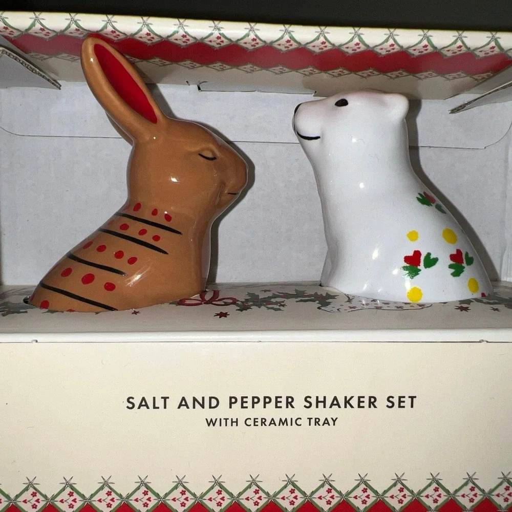 Cath Kidston Of London Salt Pepper Shakers & Tray Rabbit Polar Bear